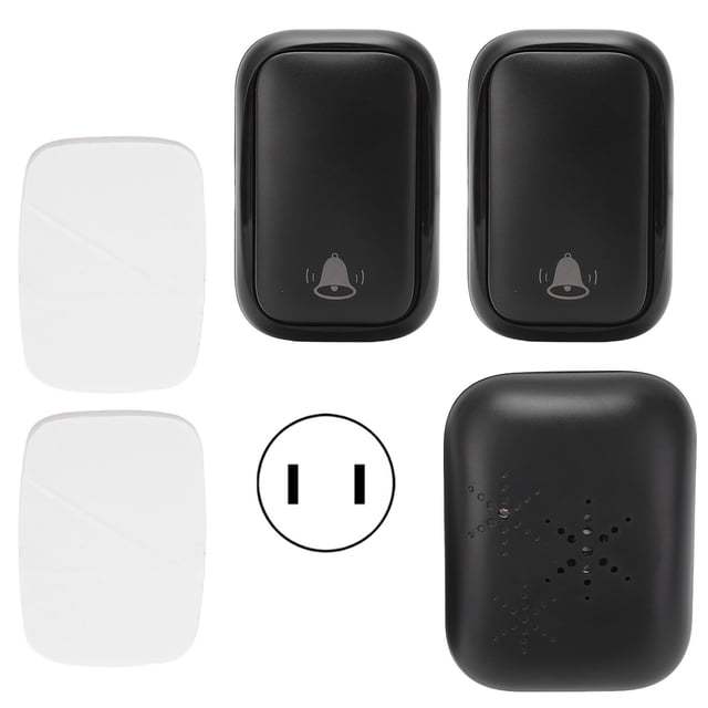 Kit de timbre inalámbrico autoalimentado, CA 110-230 V, 1 receptor y 2 botones, no necesita pilas, timbre para el hogar, enchufe estadounidense