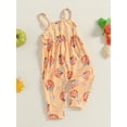 thumbnail image 4 of ZINTAOZT Toddler Girl Jumpsuit Baby Halloween Clothes Ghost/Pumpkin Print Sleeveless One Piece Strap Romper 6M-3T, 4 of 8