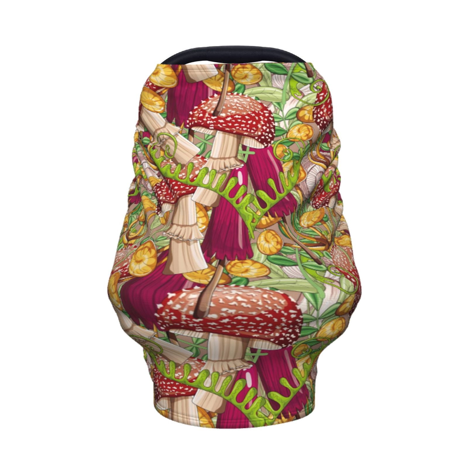 Fotbe Colored Large Mushrooms and Leaves Pattern Car Seat Covers for Babies, Nursing Breastfeeding Cover Infant Carseat Canopy, Soft Stretchy Carrier Cover