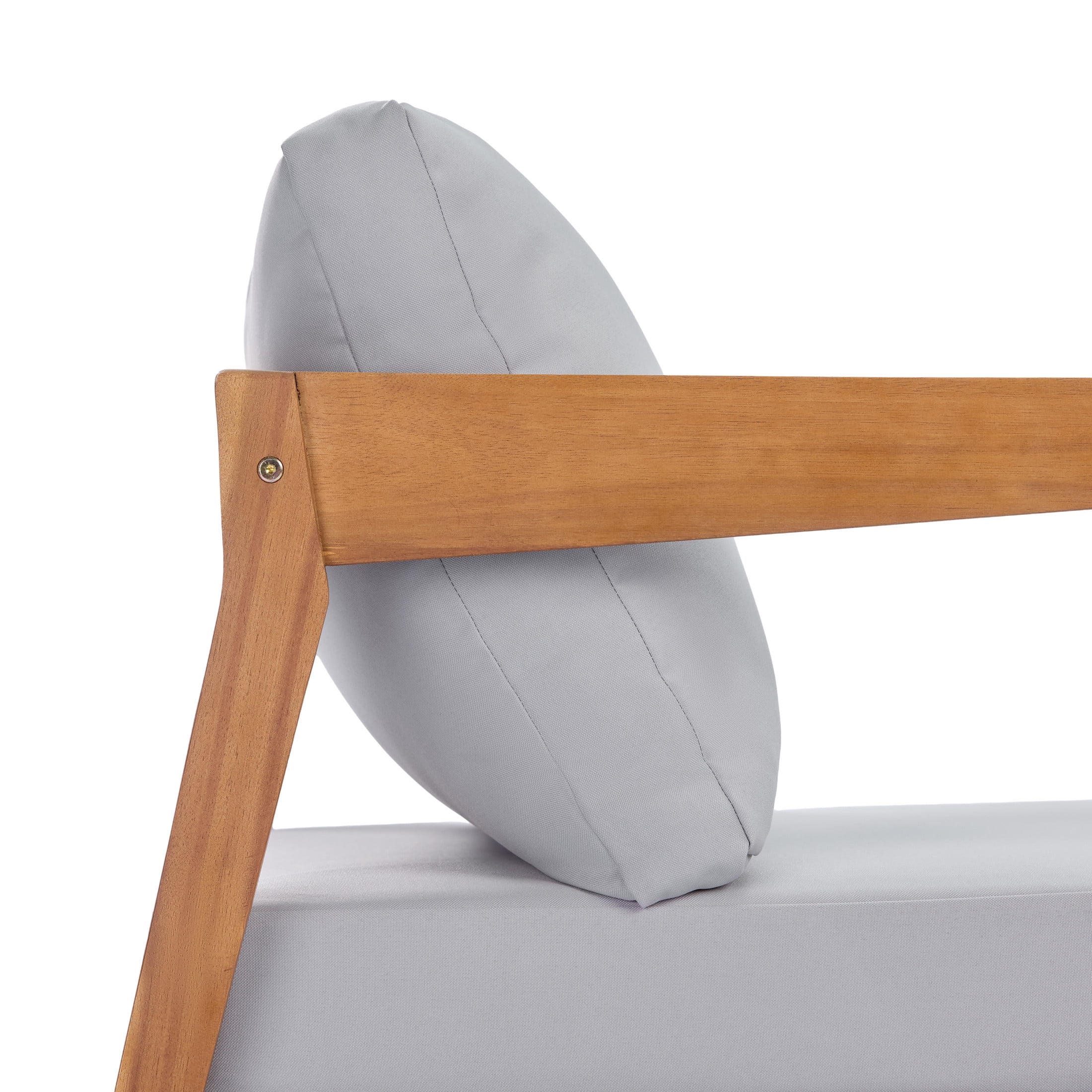 Christopher Knight Home 25"H Acacia Wood Outdoor Patio Lounge Chair, Teak Finish+Light Gray Cushion