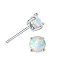 thumbnail image 3 of Opal Stud Earrings Sterling Silver Fire Opal 925 Jewelry Round Opal Earrings, 3 of 6