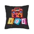 thumbnail image 4 of Set of 2 18x18in Throw Pillow Covers - Retro Boombox & Cassette Tape Design Colorful Patterns for Couch Bed Car Decor, 4 of 8