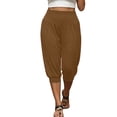 thumbnail image 2 of MLCDZ Harem Pants for Women Plus Size High Waisted Elastic Pleated Loose Fit Baggy Yoga Casual Capri Pants Summer Outdoor Sports Golf Cropped Trousers, 2 of 9