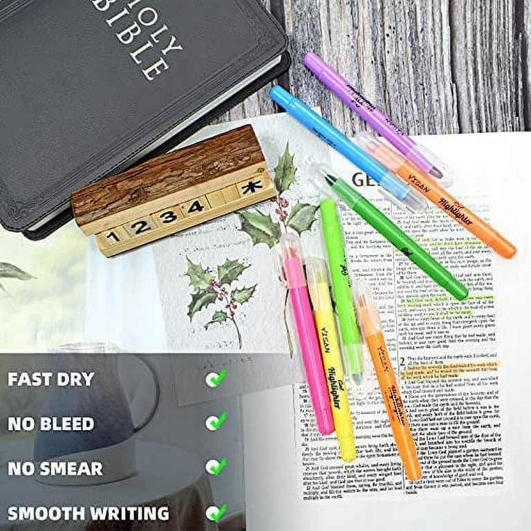6 Bright No Bleed or Smear Dry Bible Highlighters, Bible