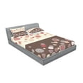 thumbnail image 2 of Ambesonne Floral Fitted Sheet & Pillow Sham Set, Spring Blossoms, Queen, Umber Beige Ruby, 2 of 2