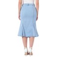thumbnail image 3 of INSPIRE CHIC Women's Bodycon Fishtail Denim Skirt High Waisted Ruffled Knee Length Jean Skirt XL Light Blue, 3 of 6