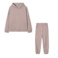 thumbnail image 4 of Conjunto de dos piezas de sudadera con capucha de color liso para mujer - Sudadera con capucha y pantalones con cintura elástica - S-XXL, 4 of 4