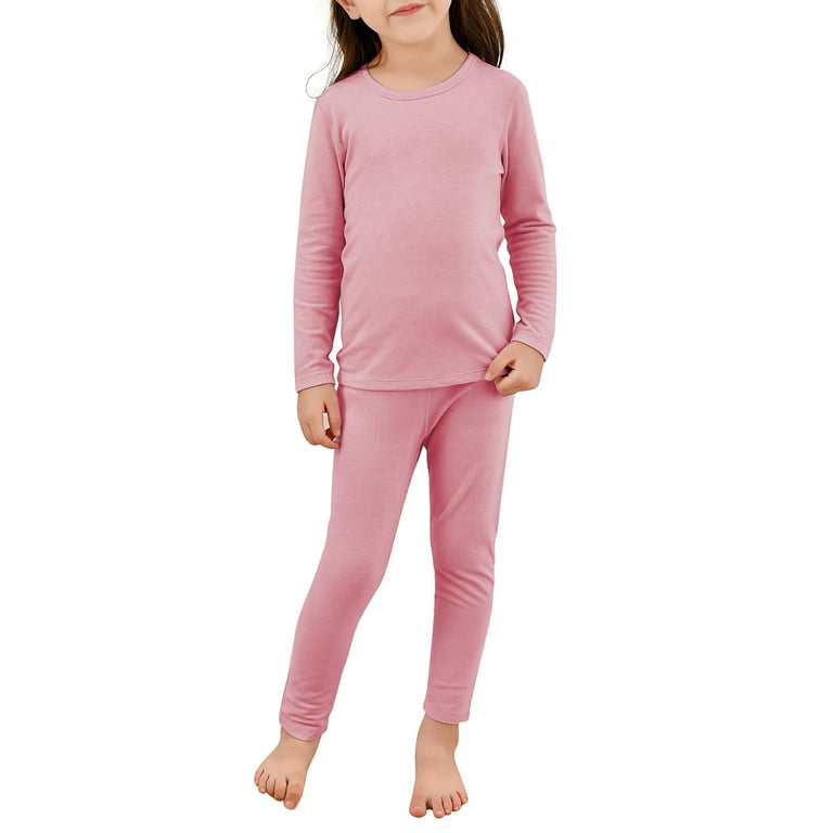 Zando Ultra Soft Thermal Underwear for Girls Long Underwear Kids Long Johns  Thermal Set Girls Base Layer Top & Bottom Extreme Cold Pink 100 