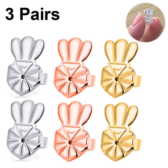 3 Paires de Releveurs de Boucles d'Oreilles, Dos de Boucles d'Oreilles Hypoallergéniques pour Oreilles Tombantes, Dos de Boucles d'Oreilles Couronne Ajustables pour Boucles d'Oreilles Lourdes