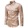 thumbnail image 2 of Camisa a presión de manga larga con bolsillo doble a rayas deportivas de moda sólida informal para hombre Pompotops  oipoqjl50478, 2 of 9