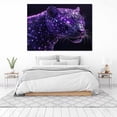 thumbnail image 4 of Mudket Framed Purple Glitter Crystal Leopard Canvas Wall Art, Glam Leopard Print Wall Decor for Women Bedroom, Trendy Animal Wall Art, Ready to Hang - 12"L x 8"W, 4 of 10
