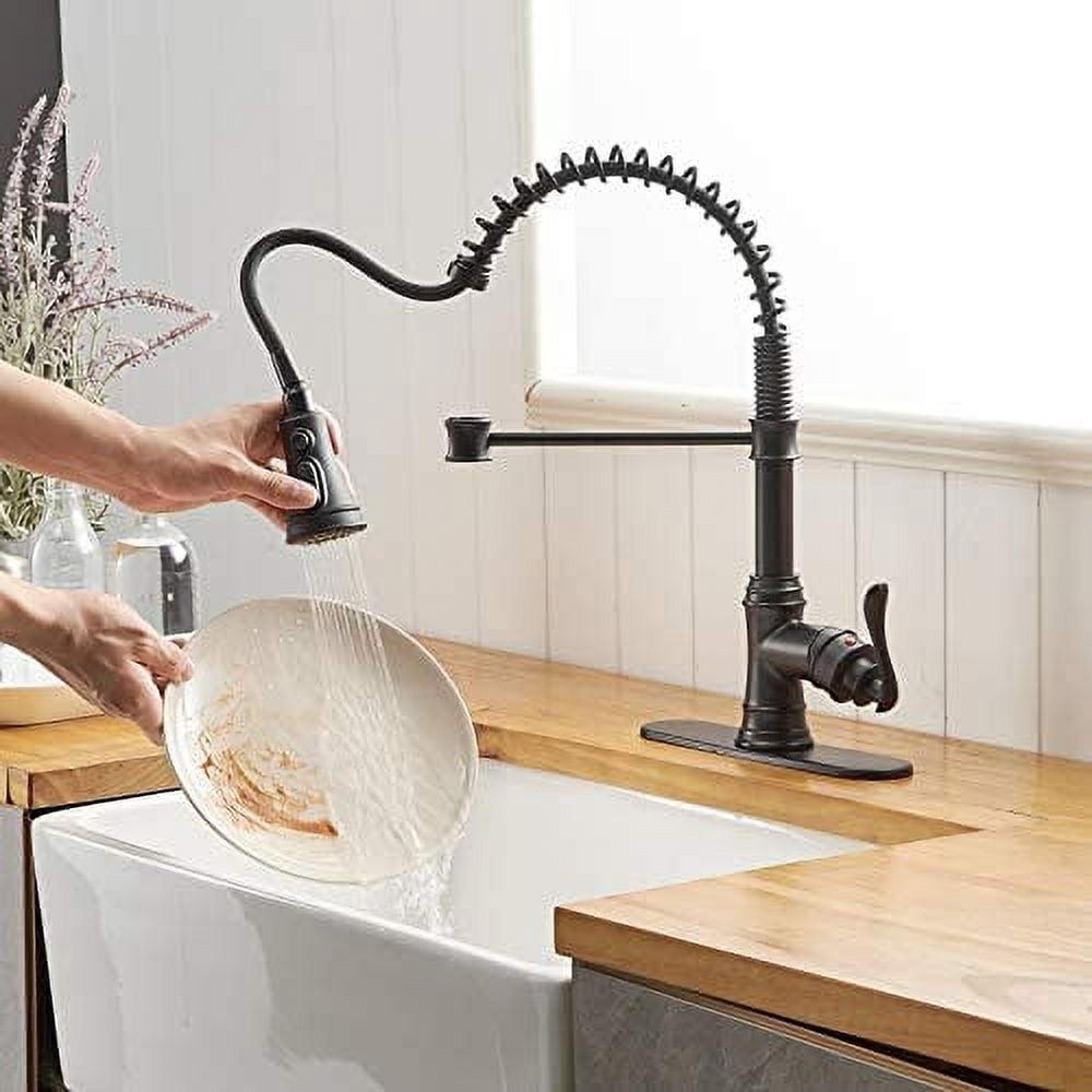 BWE Matte Black High Arc Single Handle Kitchen Sink Faucet