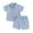 Blue, variant on 2Pcs Little Boys Outfit, 12 18 24M 3 4T Toddlers Summer Autumn Solid Color Lapel Short Sleeve Single-Breasted Tops + Shorts Set