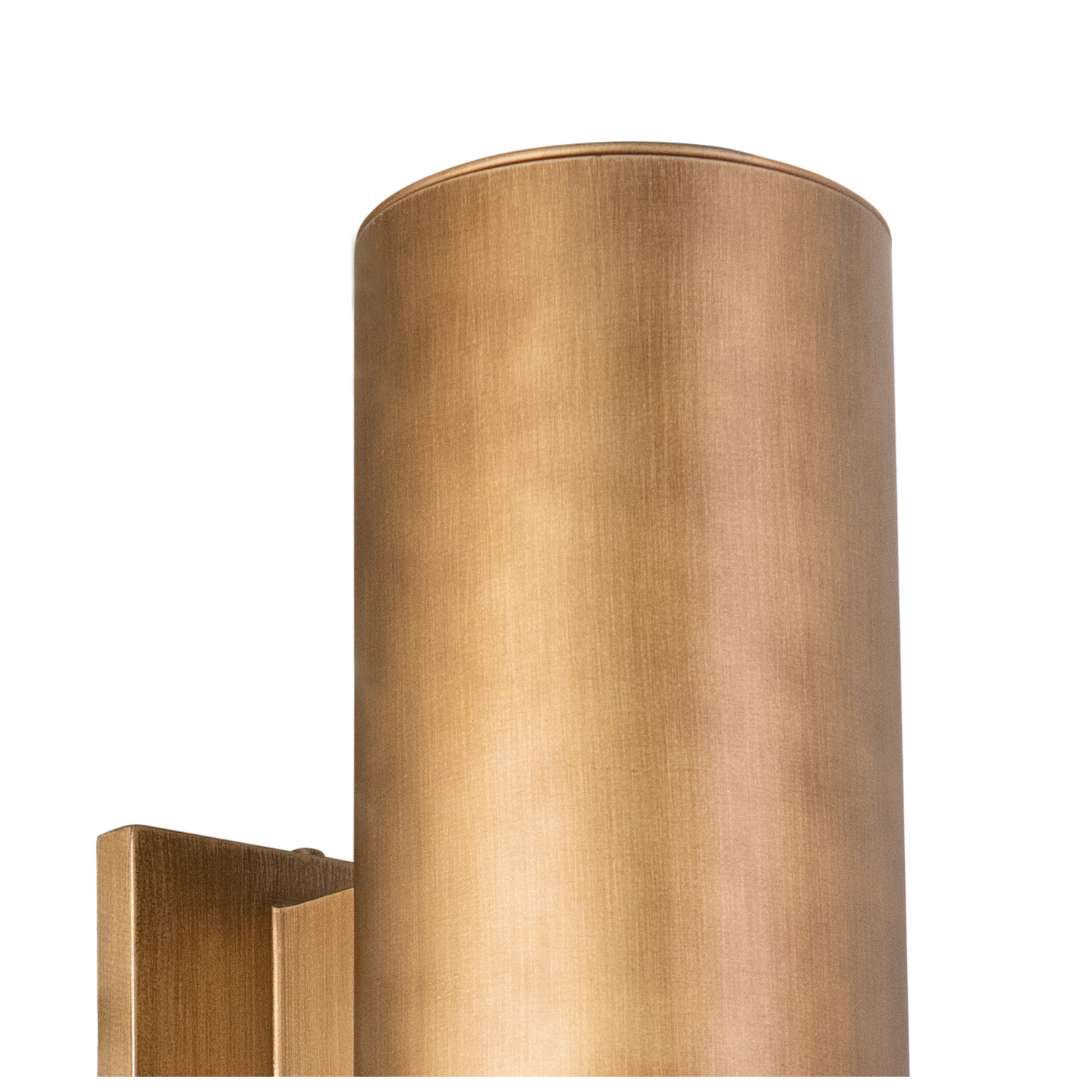 Homestock Country Cottage 14.25-In H Warm Brass Outdoor Mid Century Modern 2 Light Outdoor Cylinder Wall Sconce, Up-Down Lighting