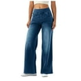 thumbnail image 3 of Baggy Jeans Women Pull On Wide Leg Jeans With Elastic Waistband High Waist Stretch Wide Leg Jeans Women With 4 Pockets, 3 of 8