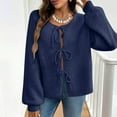 thumbnail image 7 of Women’s Fall Lightweight Soft Knit Cardigan Casual Long Sleeve Crew Neck Tie Open Front Coat, 7 of 7