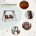 thumbnail image 3 of Wooden 2-Seat  A-Frame Porch Swing Rustic Patio Bench Outdoor Furniture  w/ Table, 3 of 7