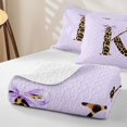 thumbnail image 4 of Manfei Old Fashion Letter K Monogrammed Twin Quilt Set for Teens,Vintage Leopard Print Initial Bow Twin Coverlet Set for Girls Women, 4 of 7