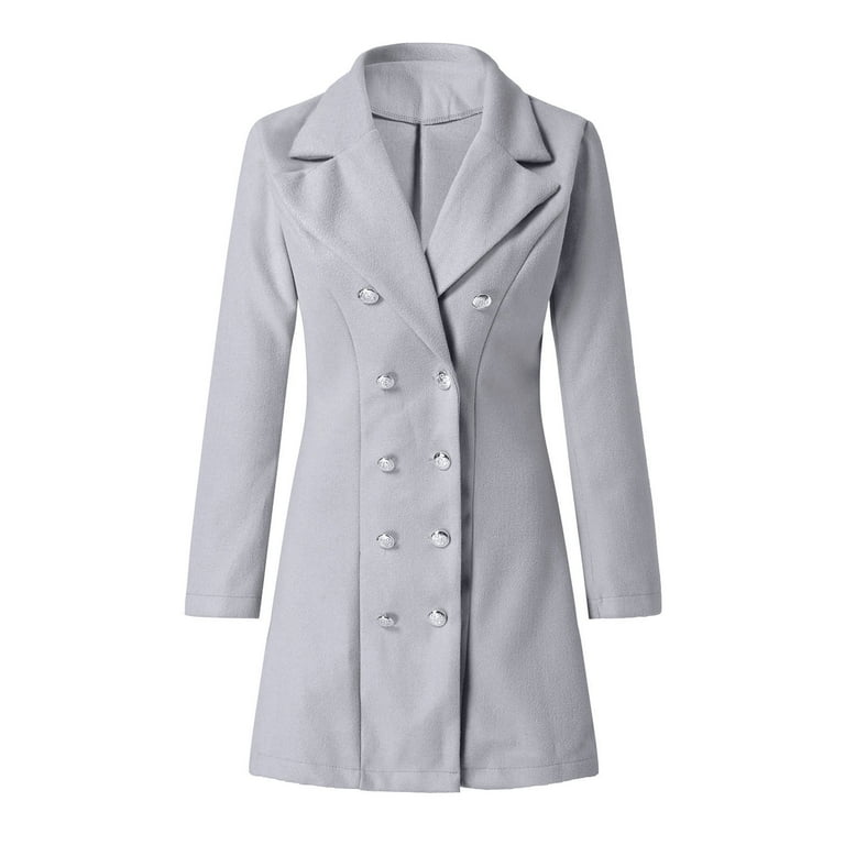 yoeyez Trench Coat Women Long Classy Woman Artificial Wool