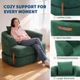 thumbnail image 3 of Memoryfield 3-in-1 Folding Sofa Bed, Memory Foam Sleeper Chair with Washable Cover, Convertible Boneless Floor Futon, Fold-Out Couch with Back Support for Living Room, Bedroom, Green, 3 of 7