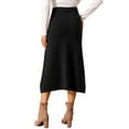 thumbnail image 3 of INSPIRE CHIC Women's Sweater Skirt Elastic High Waist Stretchy Ribbed Knit A-Line Midi Skirts Fall Winter Outfits XL Black, 3 of 6