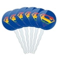 thumbnail image 1 of Superman Rainbow Shield Logo Cupcake Picks Toppers Decoration Set of 6, 1 of 7