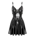 thumbnail image 4 of Vestido de látex con charol para mujer, minivestido con cierre de cremallera en la espalda, remaches con anilla en O, aspecto mojado, estilo gótico punk para discoteca, 4 of 5