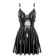 thumbnail image 4 of Vestido de látex con charol para mujer, minivestido con cierre de cremallera en la espalda, remaches con anilla en O, aspecto mojado, estilo gótico punk para discoteca, 4 of 5
