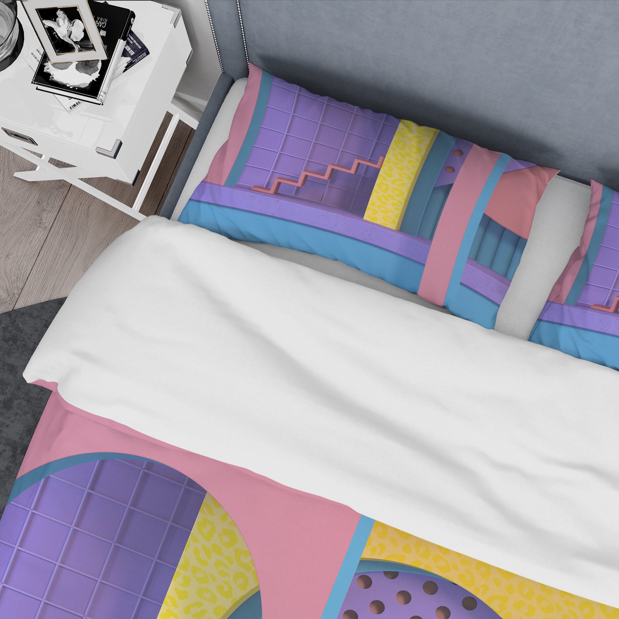 Designart 'Abstract Retro Geometric Architecture' Mid-Century Modern Duvet Cover Set