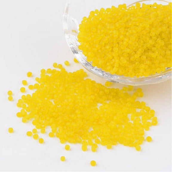12/0 Frosted Round Glass Seed Beads Yellow Size: about 2mm in diameter hole:1mm about 3304pcs/50g