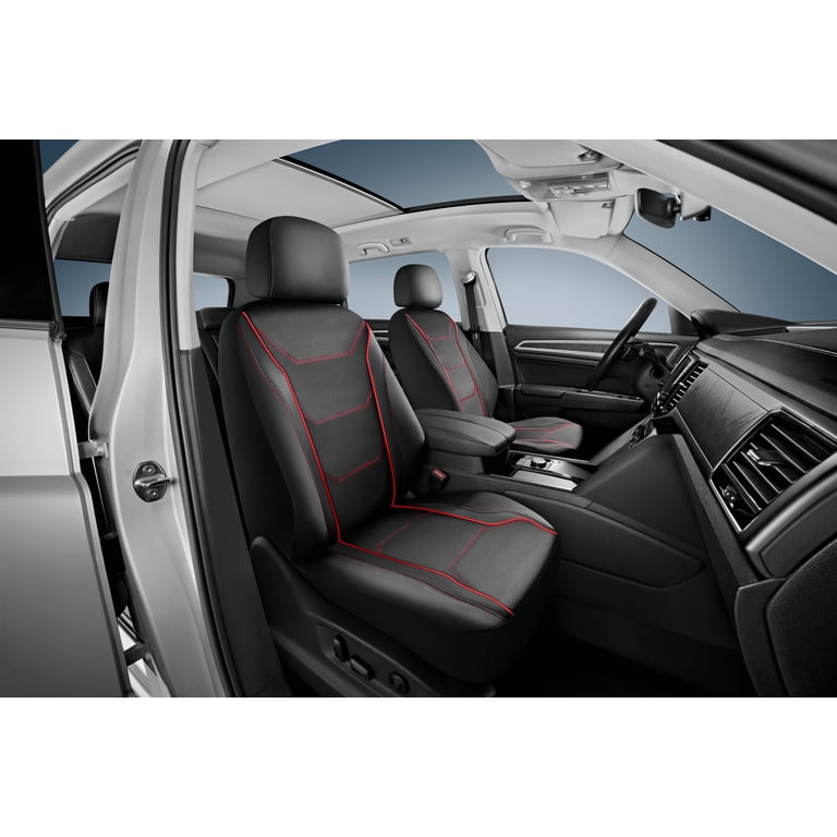 Auto Drive 2-Piece Vegan Leather Front Bucket Seat Cover, Black photo 2