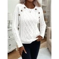 thumbnail image 5 of Women'S Winter Sweaters Trendy Knit Button Detail Raglan Sleeve Sweater Fashion Sweater White S, 5 of 10