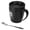 Black, variant on Double Walled Vacuum Thermal Insulated Coffee Mug with Spoon and Sliding Lid Stainless Steel Water Travel Cup for Office Home Daily Use 11.2 oz / 330 ml
