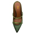 thumbnail image 4 of FSJ Women Elegant Pointed Closed Toe Mules Chic Crystal Chunky High Heels Sandals Pumps Slip On Two Strap Backless Casual Dressy Shoes Size 5 Green, 4 of 4