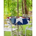 thumbnail image 5 of 4th of July Tablecloth with Umbrella Hole and Zipper Patriotic Stars Round Outdoor Tablecloths 60 Inch Table Cloths American Flag Red White and Blue Stripes Table Cloth Cover for Independence Day, 5 of 5