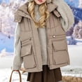 thumbnail image 5 of Puffer Vest for Teen Girl Detachable Hood Sleeveless Padded Gilet Zip Snap Cargo Flap Pockets Adjustable Waist Warm Winter Outerwear Waistcoat, 5 of 6