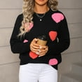 thumbnail image 6 of HOMBOM Womens Black Sweaters Winter Crew Neck Fall Heart Casual Pullover Tops for Womens Knit, 6 of 9