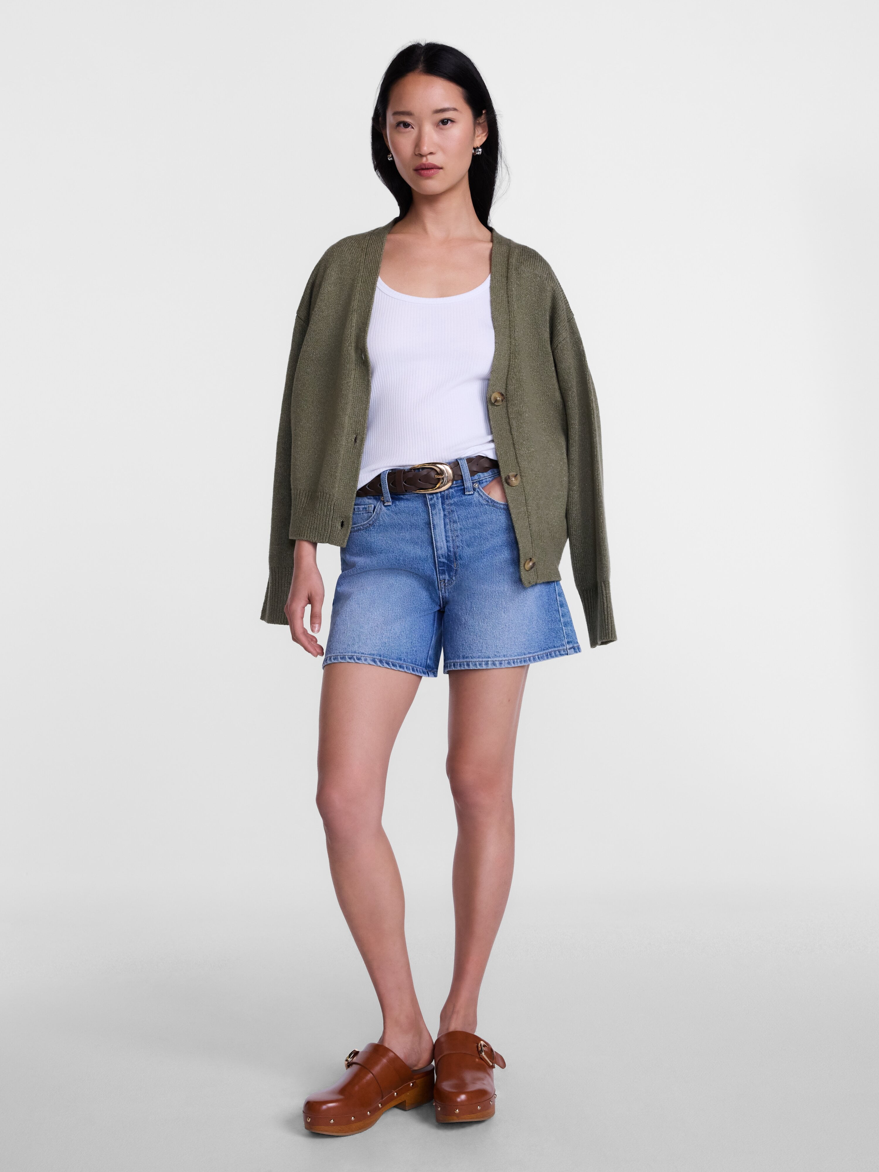 Scenario Women's High Rise A-Line Denim Shorts, 5" Inseam, Sizes 0-20