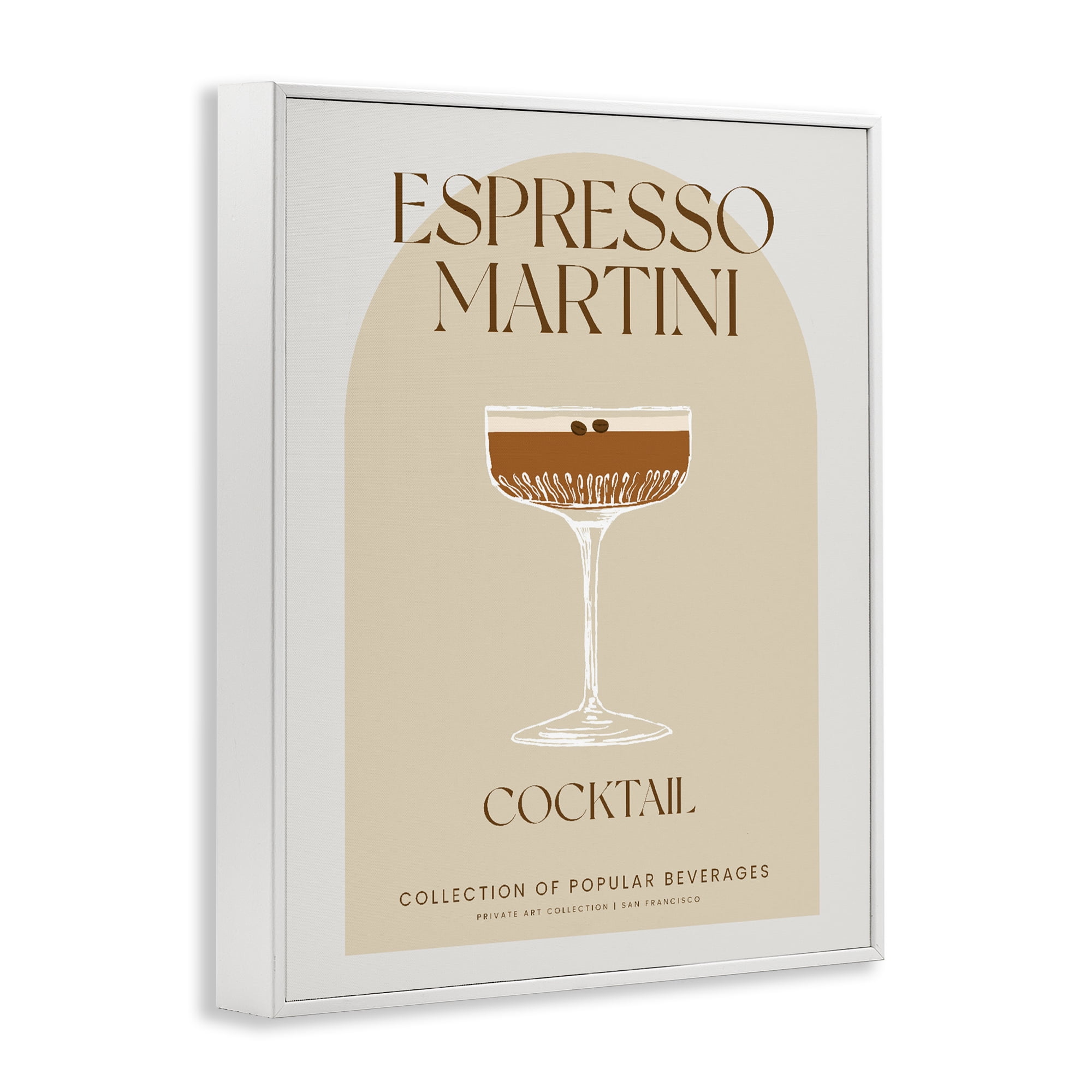 Stylish Retro Espresso Martini White Framed Giclee Art, design by Lil' Rue