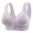 thumbnail image 4 of Tumotour Front Open Bras For Women Button No Steel Ring Lace Pattern Wirefree Middle-Aged And Elderly Underwear Solid Color Oversized Push Up Lactation Open Thin Tank Top Seamless Daily Bra 2Pcs, 4 of 9