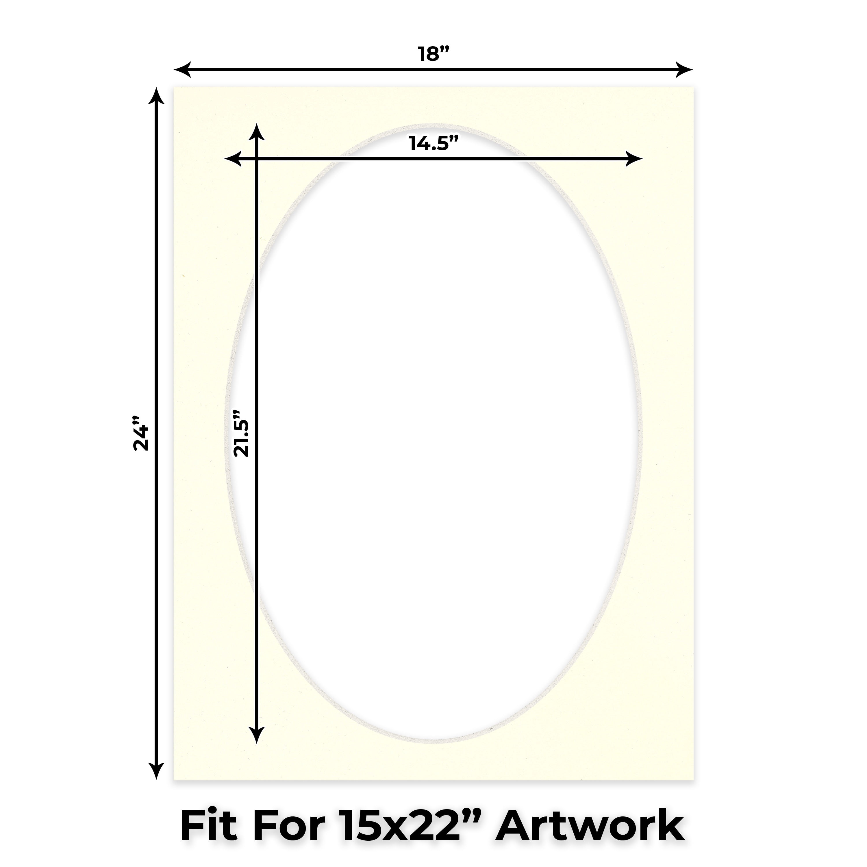 Cream Linen Picture Frame Mat for 18x24 Frames - Oval Opening for 15x22 Photos - 50 Mats