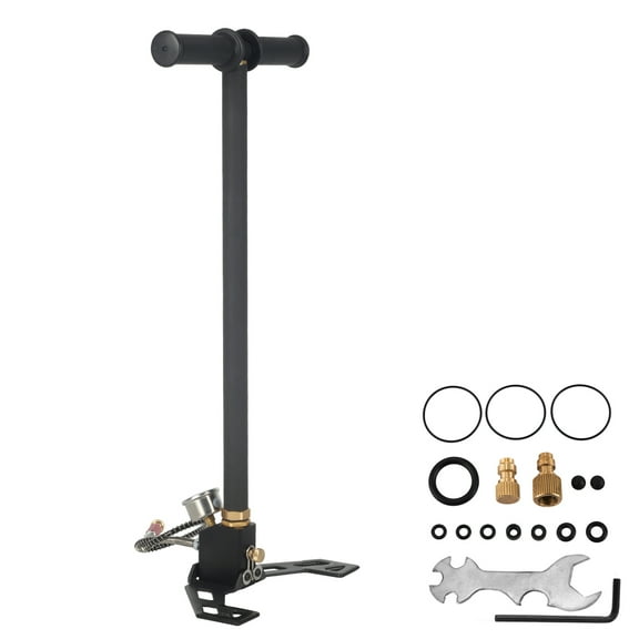 KFFKFF Manual Pump, Triple Stage, 30Mpa 4500 PSI Elevated Pressure PCP Air Gun Refilling Stirrup Pump equipped with Oil-Moisture Filter Pressure Gauge, Constructed from Stainless Steel