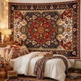 thumbnail image 3 of Boho Hippie Wall Tapestry for Bedroom Aesthetic, Mandala Indian Bohemian Tapestries Art Decor, Vintage Orange Floral Cool Vertical Wall Hanging for Living Room Dorm, 3 of 9