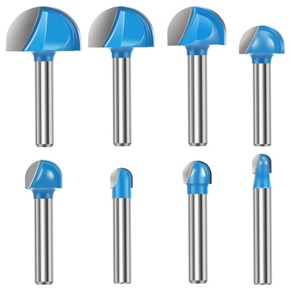 8Pcs 1/4 Inch Shank Core Box Router Bit Set Carbide Round Nose Router Bits Woodworking Milling Cutter Tool for Wood