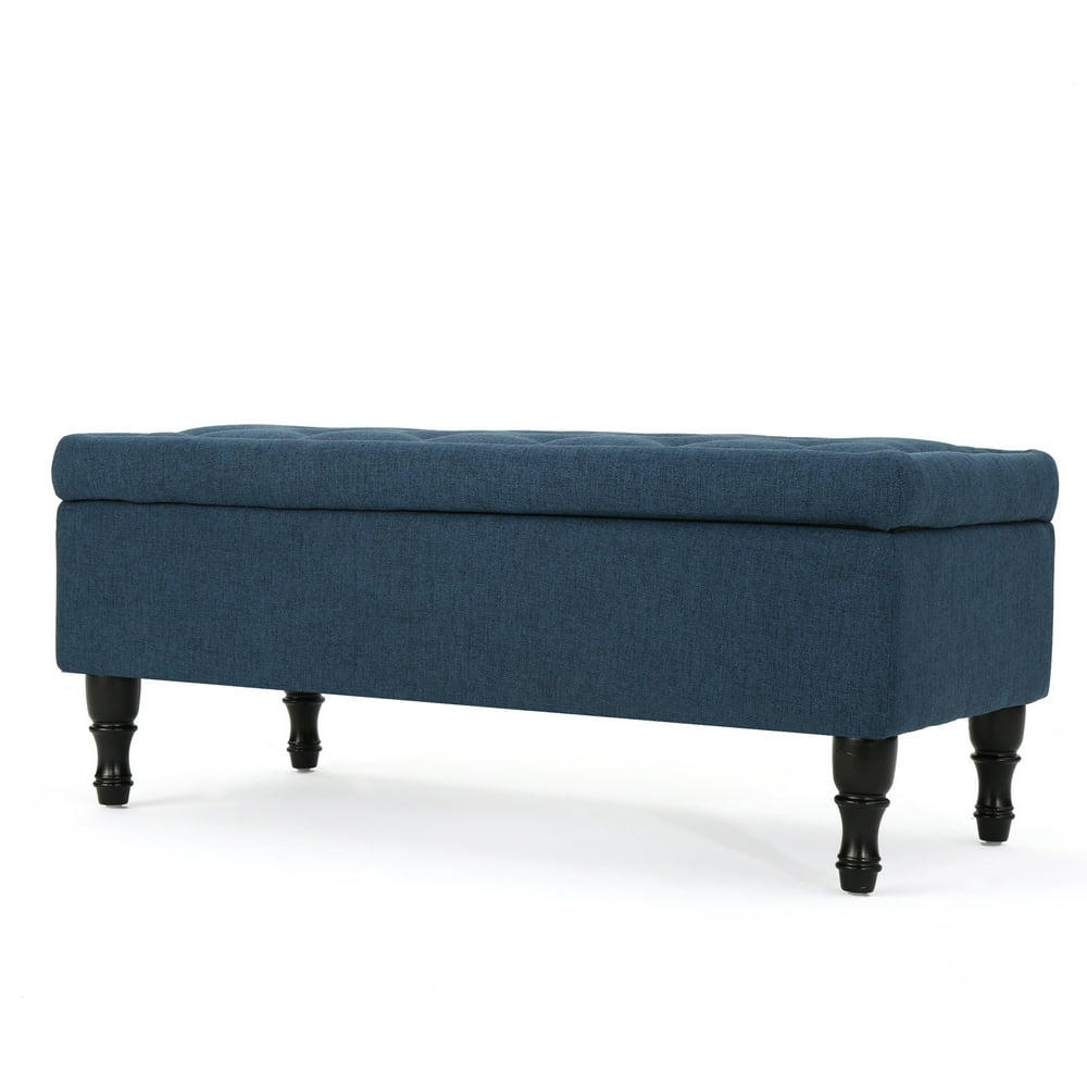 Constance Fabric Storage Ottoman, Navy Blue