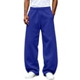 thumbnail image 4 of LJEFF Men Wide Leg Baggy Casual Pants, Pocket Soft Breathable Elastic Waist Outdoor Gift Trousers Blue, 4 of 5