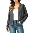 thumbnail image 4 of Bosfbaoi Jackets for Women Rib Stand Collar Full Zip Thumb Hole Long Sleeve Loose Casual Bomber Jacket with Side Pockets, 4 of 6