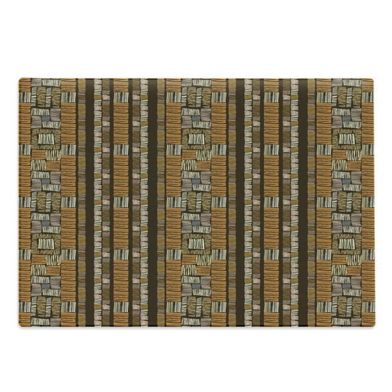 Ethnic Cutting Board, Culture Ornamental Stripes with Earthy Classical Timeless Motifs, Decorative Tempered Glass Cutting and Serving Board, Large Size, Multicolor, by Ambesonne