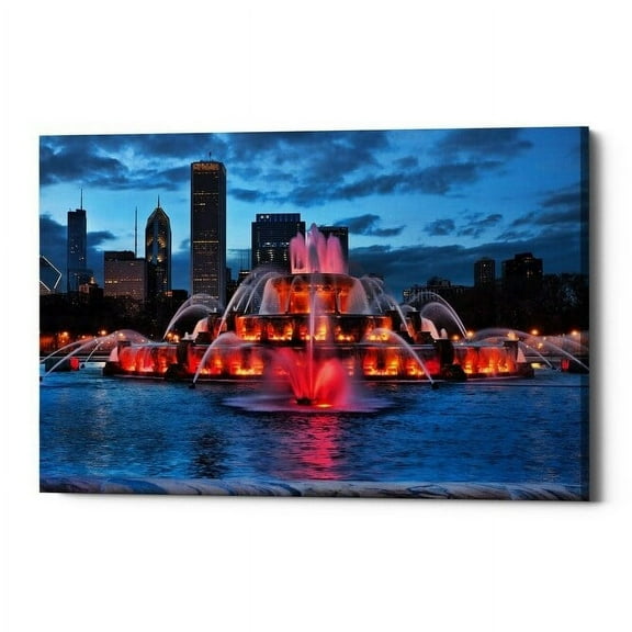 Epic Graffiti  "Buckingham Fountain Lit," Giclee Canvas Wall Art, 18"x26" 40" x 60"