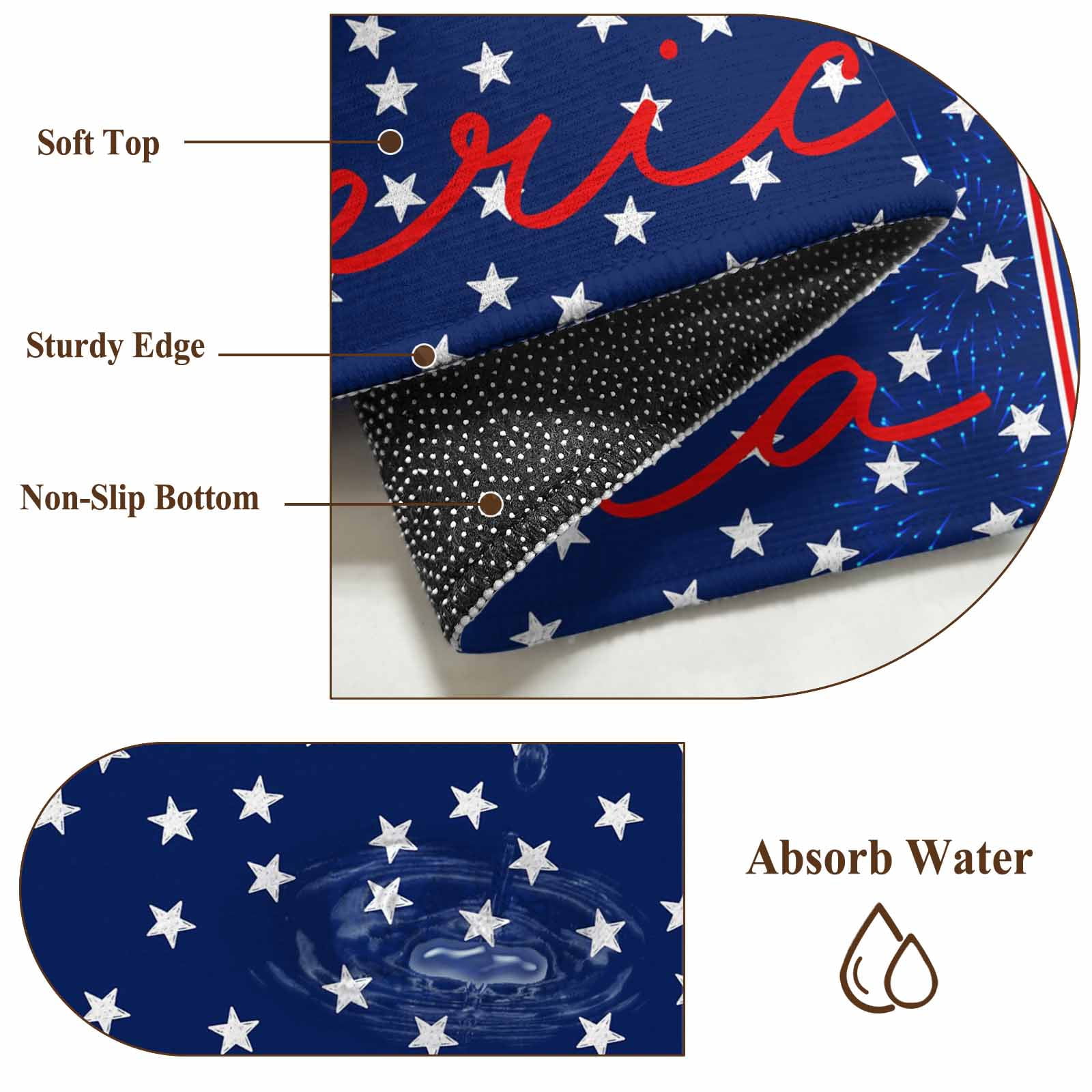 Area Rugs 2.7'x5', 4th of July Carpet for Living Room Bedroom Dining Room, Independence Day American Patriotic Stars Blue Throw Kitchen Rugs Non Slip Washable Rectangle Indoor Outdoor Rugs